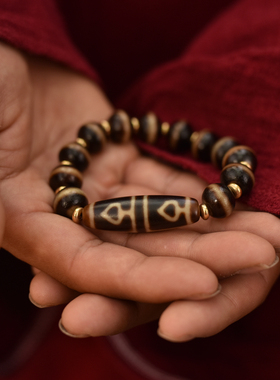 一线药师搭配菩提四眼天珠男女同款单圈手串