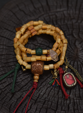 藏传管珠状空行母骨珠念珠足数108颗佛珠项链包邮到家