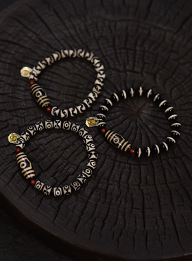 三眼单圈手串搭配8mm圆珠多图腾可选男女同款