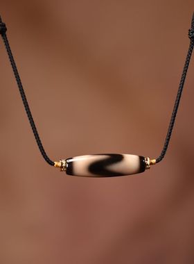 精品虎牙灰皮天珠约39*11.5mm简约风