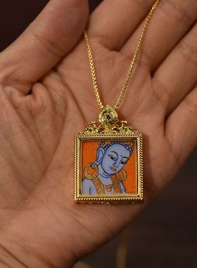 手绘药师唐卡男女同款项链可拉伸调节