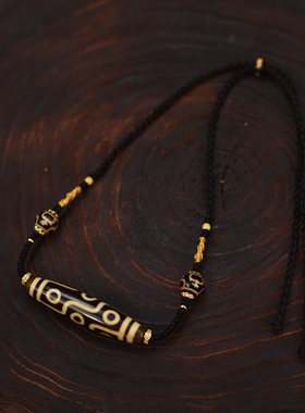 牙黄天珠57*13mm男女同款可拉伸调节项链