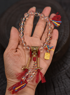 藏式10mm白水晶十八籽佛珠手持文玩藏风民族风念珠饰品