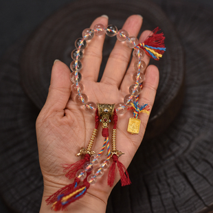 藏式10mm白水晶十八籽佛珠手持文玩藏风民族风念珠饰品