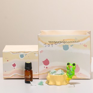 卡通萌宠小青蛙钓鱼动物矿香石香薰摆件办公室工位治愈系桌面装饰