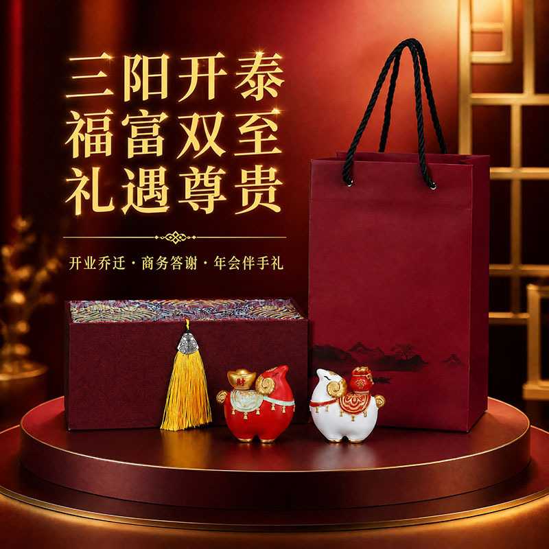 创意国风羊萌趣摆件羊羊得亿小羊