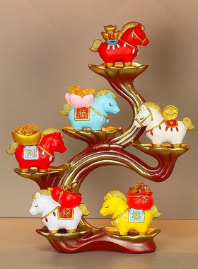 马年吉祥物国潮玄关桌面摆件套装