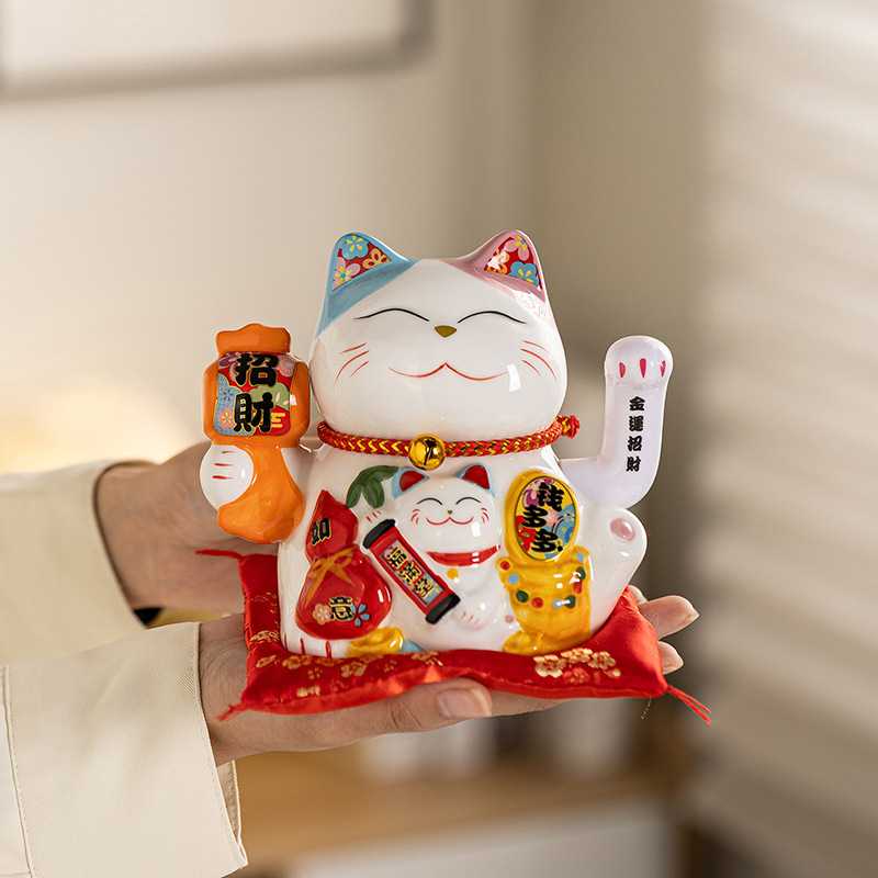 国潮中式摇手招财猫摆件乔迁礼物