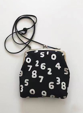 日系sousou数字口金包手拎单肩斜挎小包2025新款长肩带贝壳包包女