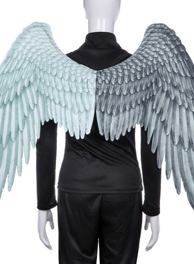 外贸狂欢节mardi gras万圣节男女通用超大黑白两色无纺布天使翅膀