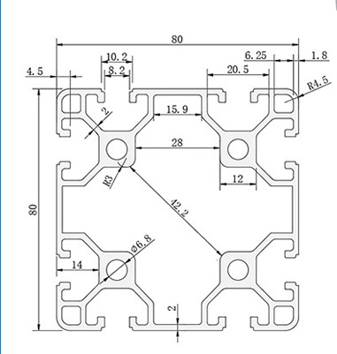 工业铝合金型材欧标8080L铝型材 80*m80设备铝型材 2.0MM厚| 金属材料及制品 铝材/铝型材/铝合金 原图主图