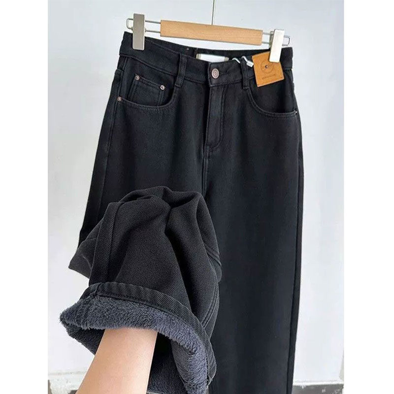 特大码胖mm黑色高腰牛仔裤女加绒加厚宽松阔腿显瘦梨型身材直筒裤,女装/女士精品,大码裤装,淘宝优惠券,粉丝福利购,淘宝优惠卷