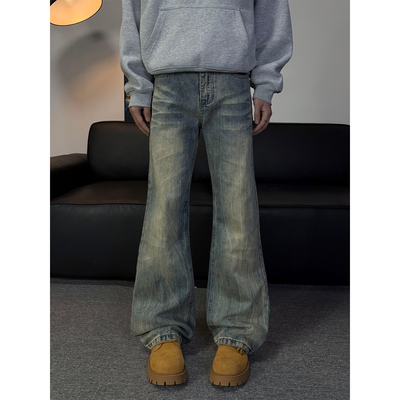 不靠脑子美式复古猫须微喇牛仔裤