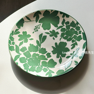 白桃先生 ins植物花卉手绘印花春天氛围陶瓷餐具甜品盘子个性好看