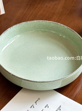 ins风芝麻点简约陶瓷深盘家用绿色高级感餐具菜盘盘子高颜值女生