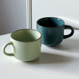 白桃先生 ins风奶油米色马克杯陶瓷水杯牛奶纯色家用咖啡杯办公室