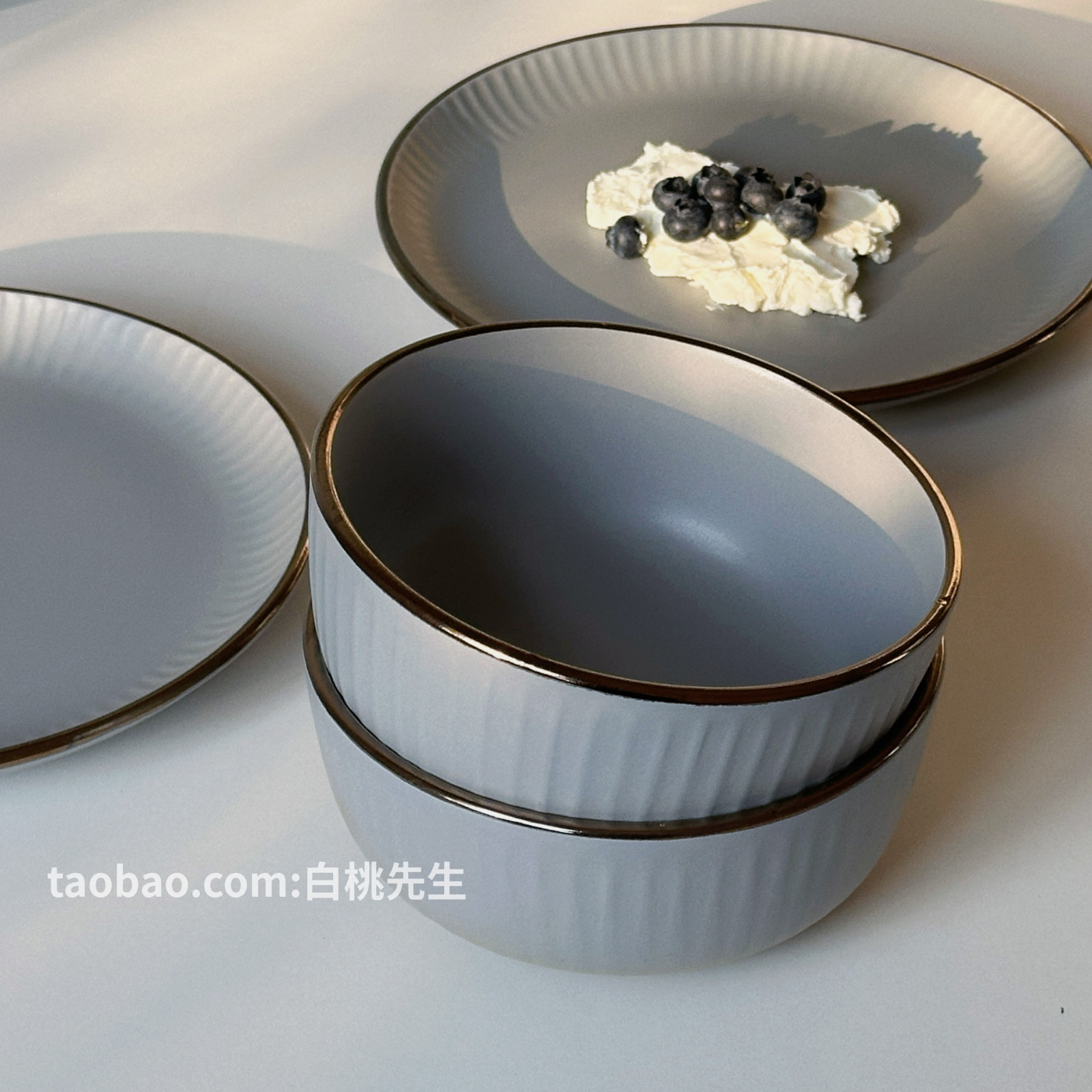 高级灰ins简约浮雕陶瓷餐具盘子饭碗盘子套装好看餐厅家用厨房,餐饮具,盘,淘宝优惠券,粉丝福利购,淘宝优惠卷