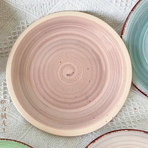 外贸出口陶瓷盘7.5寸条纹小清新