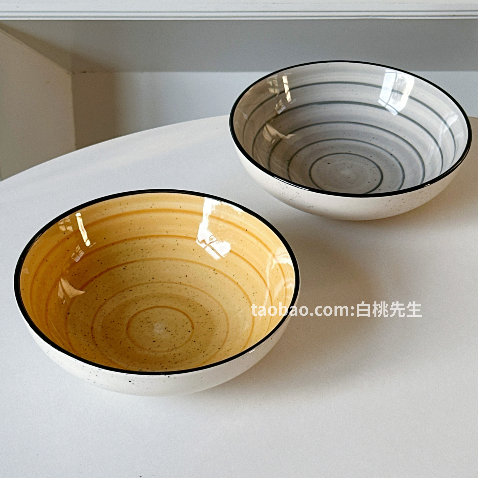 白桃先生 ins手绘陶瓷餐具饭碗泡面10.5大盘子套装泼墨家用餐厅,餐饮具,泡面碗,淘宝优惠券,粉丝福利购,淘宝优惠卷