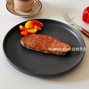 ins 10.5英寸超大陶瓷分餐具厅纯莫兰迪素色高级精致简约清仓盘子