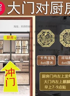 厨房对着入户门化解开大门冲灶台在西北角避火龙隐形贴靠近厕所帘