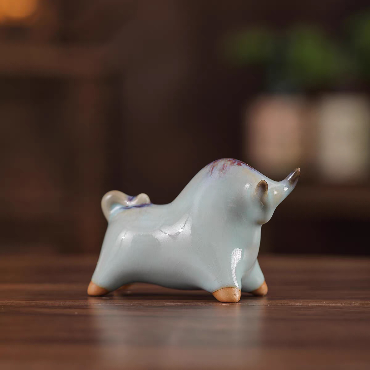 牛转乾坤摆件陶瓷生肖牛桌面茶宠装饰品客厅玄关摆设特色乔迁礼物