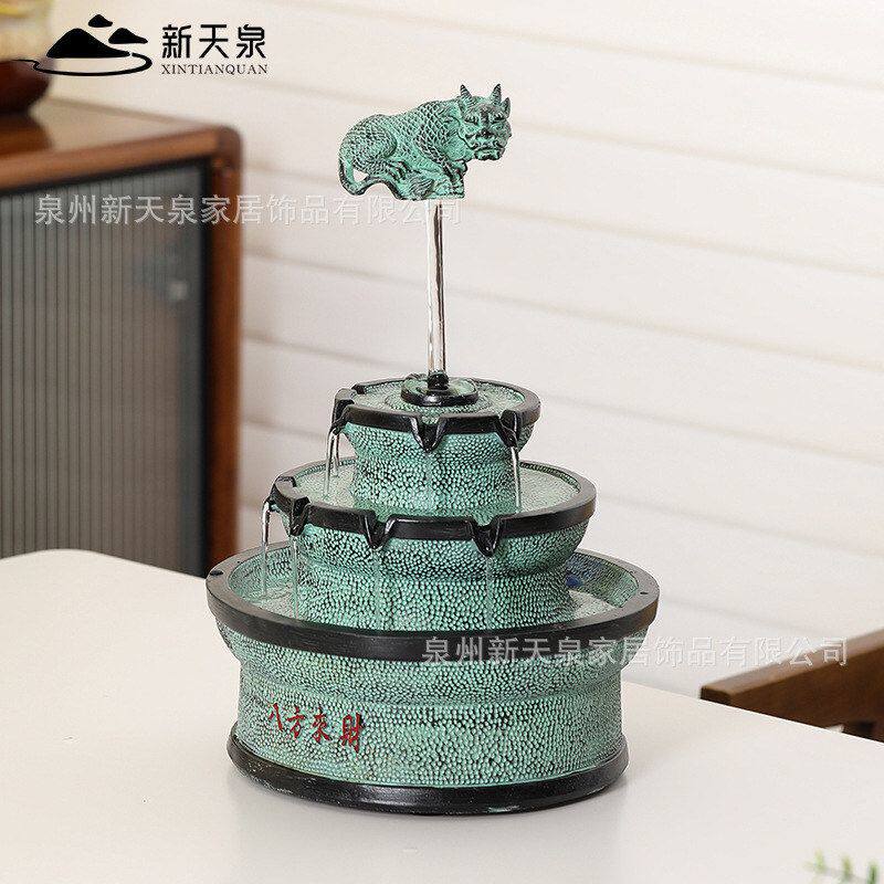 貔貅桌面流水摆件循环水办公室客厅茶桌加湿风水球招财装饰