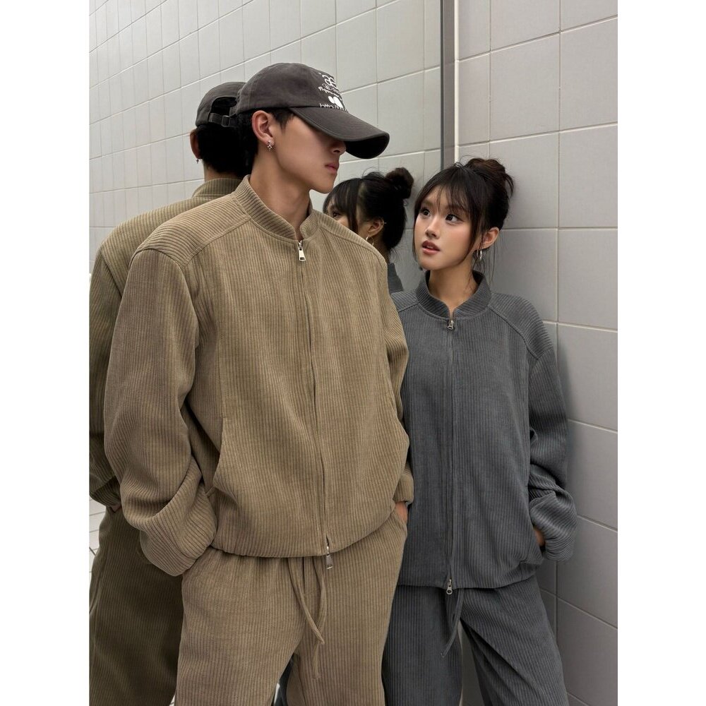 FWPA2026秋装新款男女立领cleanfit短宽版型夹克机车工装美式套装