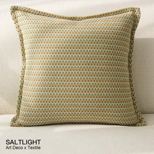 『春日繁花』复古棉麻提花绿色小肌理沙发抱枕靠垫民宿样板间腰枕