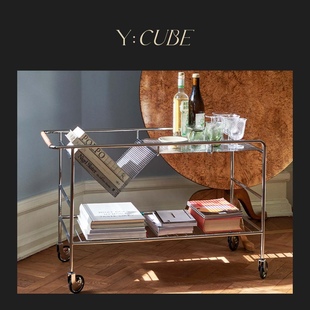 现货Y:CUBE丹麦进口&Tradition Alima NDS1餐厅金属木质收纳推车