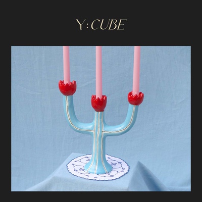 现货Y:CUBE进口法国Laetitia Rouget设计师陶瓷彩色居家摆件烛台