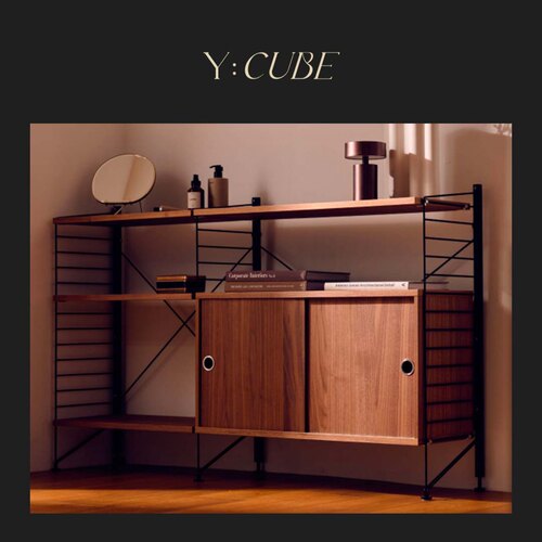 新品Y:CUBE瑞典进口String金属木质滑动柜门入户玄关餐厅置物架子