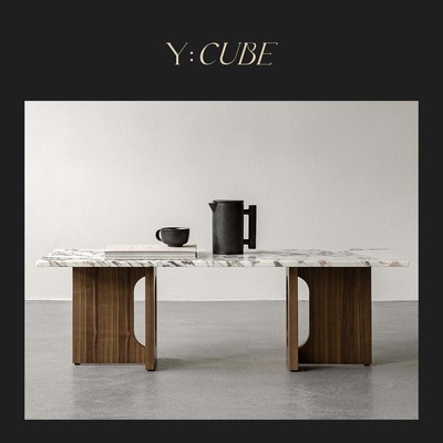 现货Y:CUBE丹麦进口Audo Menu Androgyne木质石材长方形客厅茶几