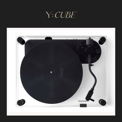 现货Y:CUBE瑞典Transparent Turntable透明玻璃铝黑胶唱片播放器