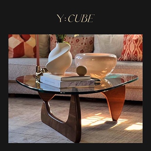 现货Y:CUBE瑞士进口Vitra Isamu Noguchi野口勇玻璃木质咖啡茶桌
