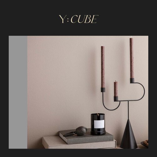 现货Y:CUBE丹麦进口Ferm Living Avant Candelabra黑色造型烛台