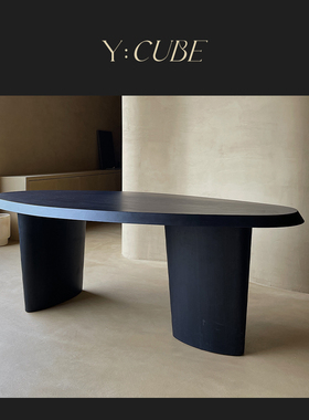Y:CUBE | kar studio Oval Dinning Table侘寂风黑色书房书桌餐桌