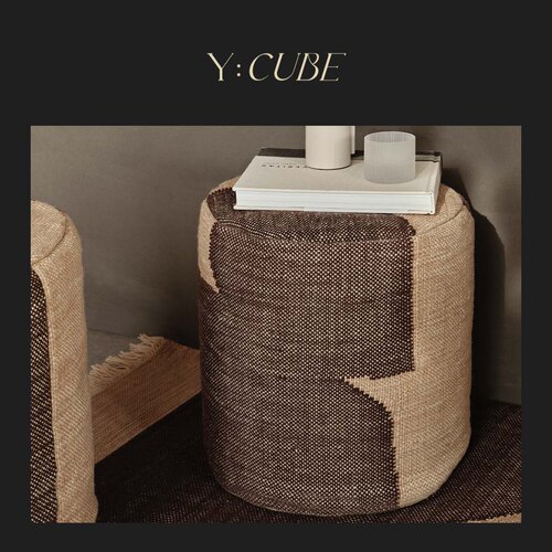 现货Y:CUBE丹麦进口Ferm Living Foren可户外PET编织玄关卧室凳子