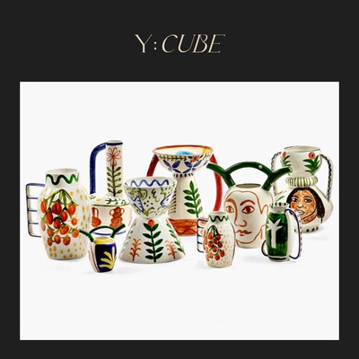 现货Y:CUBE比利时进口Serax Santiago彩绘釉面客餐厅器皿摆件花瓶