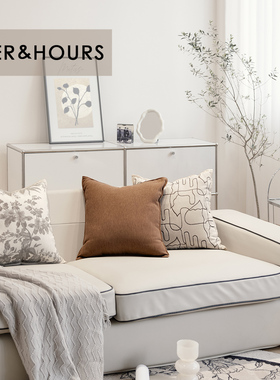 样板间抱枕奶油色系中古风复古品质客厅沙发卧室抱枕抽象几何靠垫