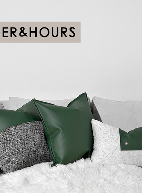 设计师推荐轻奢现代绿色系皮靠垫客厅沙发抱枕床上腰靠办公室腰枕