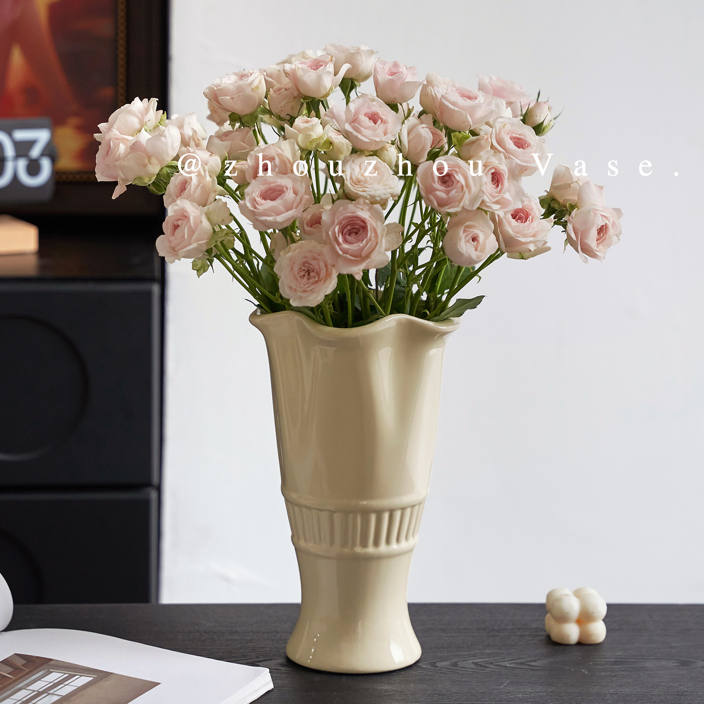 周周景德镇陶瓷花瓶法式复古高级感水养鲜花插花干花芍药餐桌摆件