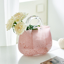 粉色波点手提玻璃花瓶网红ins客厅创意水培水养鲜花透明包包花瓶