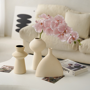 饰品 北欧现代简约白色陶瓷花瓶摆件餐桌客厅插花干花电视柜家居装