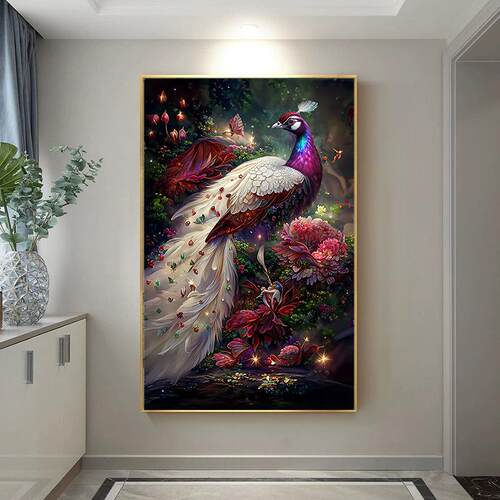 满钻富贵孔雀孔雀手工diy钻石画