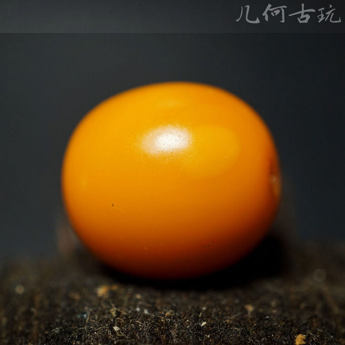 【几何】百年鸡油黄蜜蜡枣珠12mm 项链手串古珠单珠散珠包老 2986