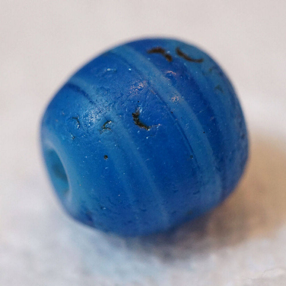 西藏清代早期天空蓝搅胎老琉璃单珠14.5mm 全品颜色绚丽老珠散珠
