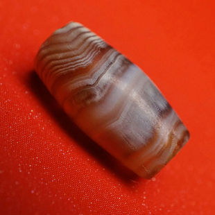 一眼千年藏系缠丝玛瑙管珠15mm 奶油皮带沁 满风化 古珠单珠老珠