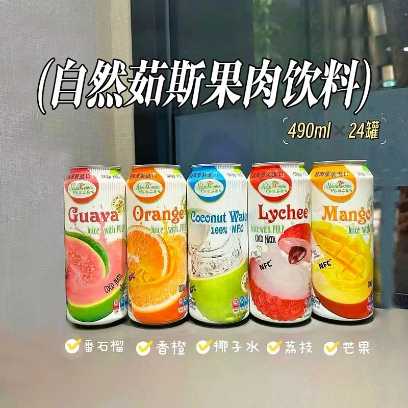 越南进口自然茹斯柑橘芒果荔枝椰果粒大果肉NFC果汁饮料0脂0防腐