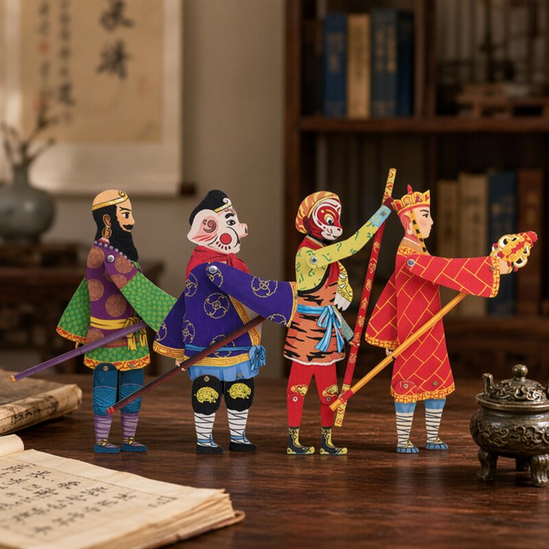 皮影玩具木质diy人偶孙悟空西游记三国人物陕西旅游纪念礼物礼品